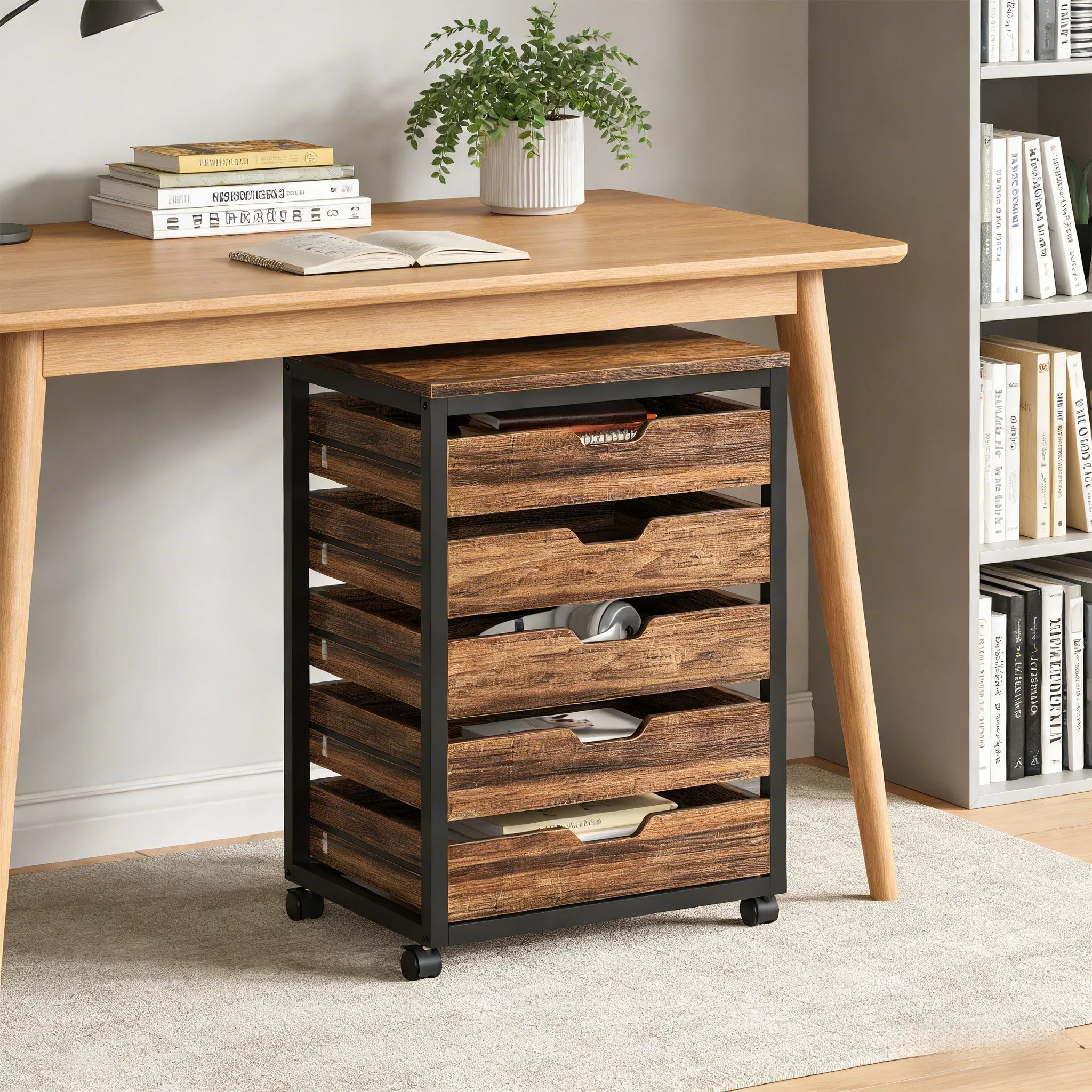 Mobile Storage Dresser Cabinet,Industrial Style Drawer Chest,Printer Stand,Office Storage Unit - Eloy Royal