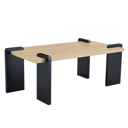 Natural Wood-Colored MDF Coffee Table, Suitable for Modern Minimalist Living Rooms and Leisure Areas, With Product Dimensions of 39.3*23.6*17.7 inches