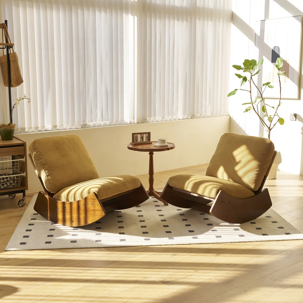 Comfortable Glider Rocking Chair, High-Quality Upholstery Glider Chair, Solid Wood Frame, Perfect for Multiple Settings Accent Reading Chair for Bedroom,Living Room,Nursery,Set of 2