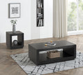 Contemporary Style 3pc Table Set 1x Coffee Table 2x End Table Open Bottom Shelf Plinth Base Black Finish Primary Living Room