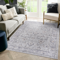 LOOM & LUXE Collection 8X10 Ivory/Grey/Oriental Non-Shedding Living Room Bedroom Dining Home Office Stylish and Stain Resistant Area Rug