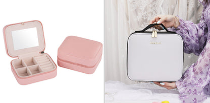 Smart LED Cosmetic Case With Mirror Cosmetic Bag Large Capacity Fashion Portable Storage Bag Travel Makeup Bags - Eloy Royal