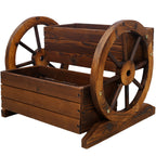 Wooden Wagon Planter Box, Garden Planter with Wheels,Decorative Planter for Flowers Herbs Vegetables for Indoor & Outdoor Décor,Wooden Flower Cart for Patio Garden Balcony Decoration.