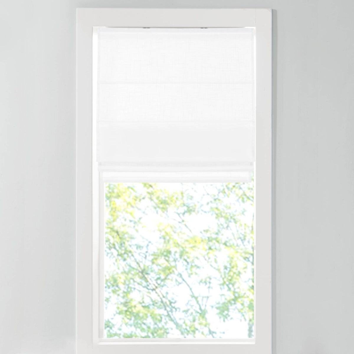 1-Piece 35x64' Linen Blend Light Filtering Cordless Roman Shade,White
