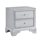 Silver Finish Glam Storage Nightstand of 2-Drawers Contemporary Bedroom Furniture 1pc Bedside Table