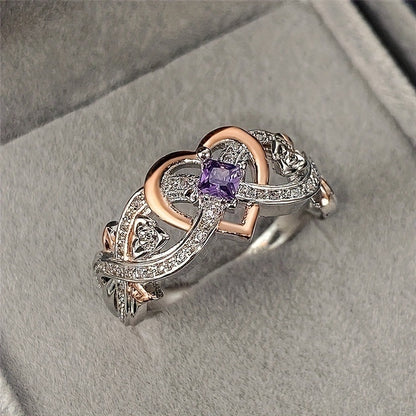 Women's Simple Heart-shaped Zircon Ring