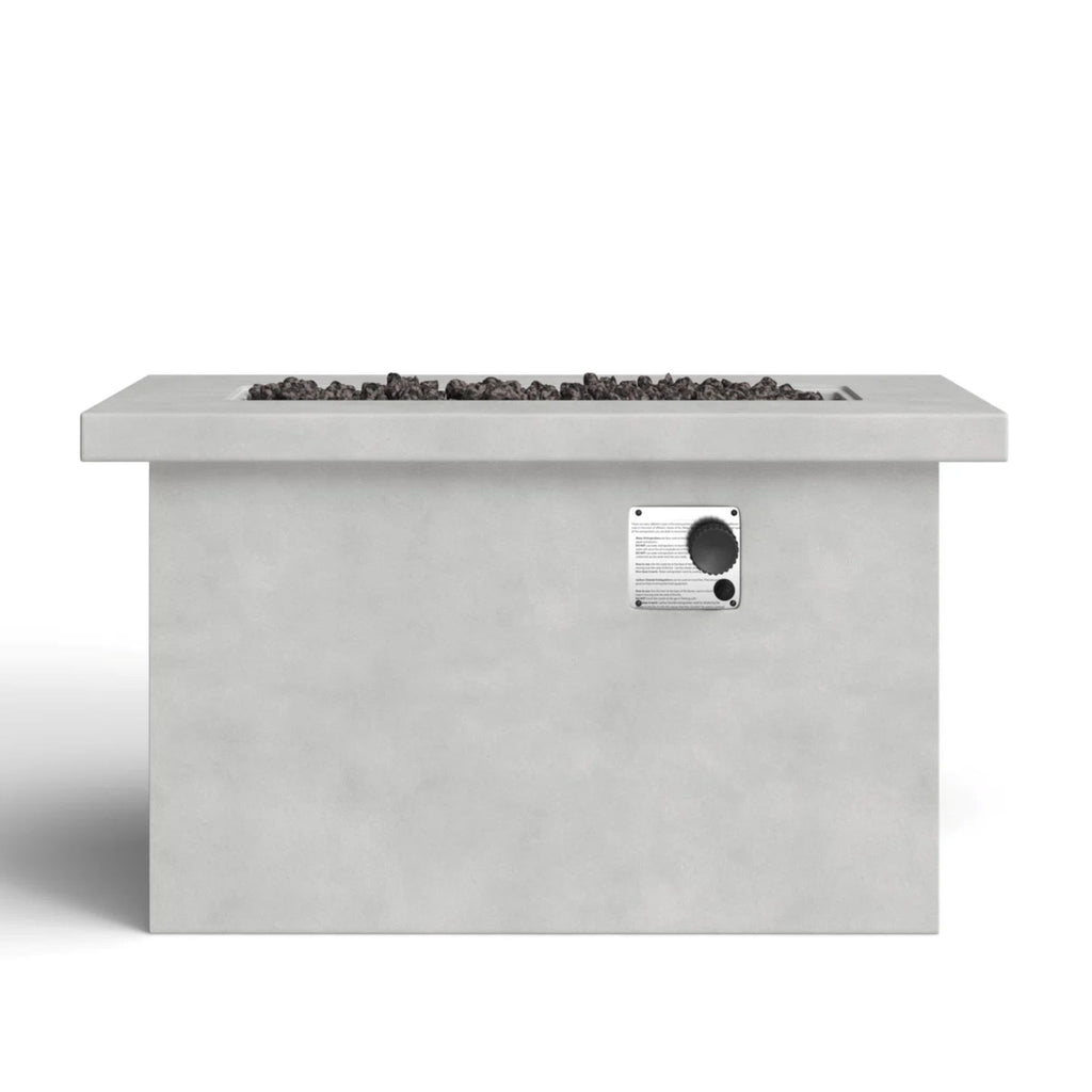 Modern Gray Concrete Propane/Natural Gas Outdoor Fire Pit Table with Stainless Steel Burning Area, 24'' H