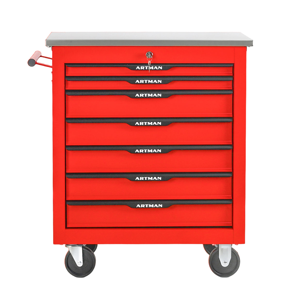 7 DRAWERS MULTIFUNCTIONAL TOOL CART WITH WHEELS-RED&BLACK