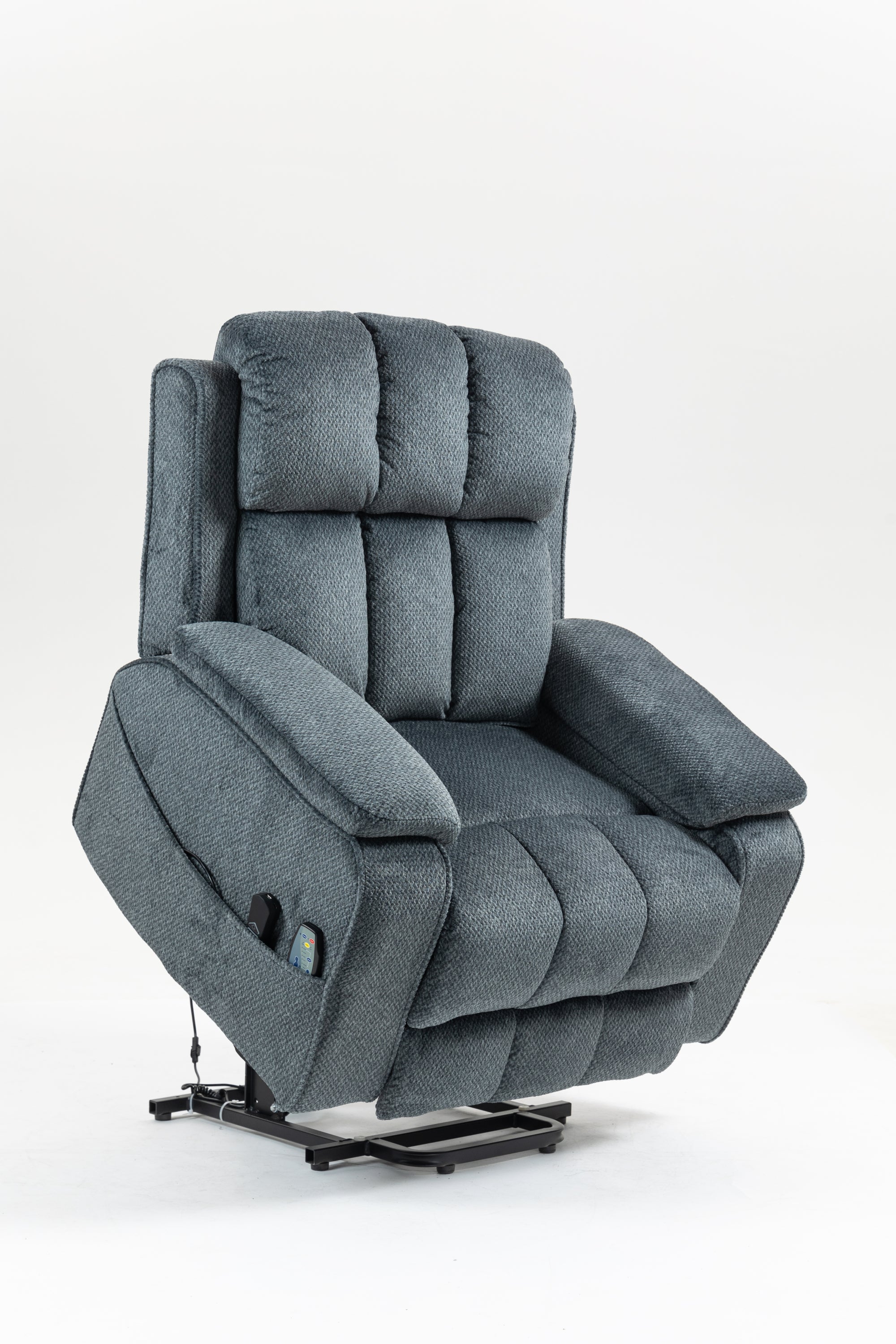 Oversized Lay Flat Recliner with Heat & Massage, Extended Footrest and Side Storage Cup Holder, USB Type C Charging for Adults Seniors