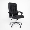 Executive Office Chair High Back PU Leather Desk Chair with Spring Seat Cushion, Ergonomic Swivel Computer Chair with Chrome Armrests, 350lbs Capacity for Home Office,Black