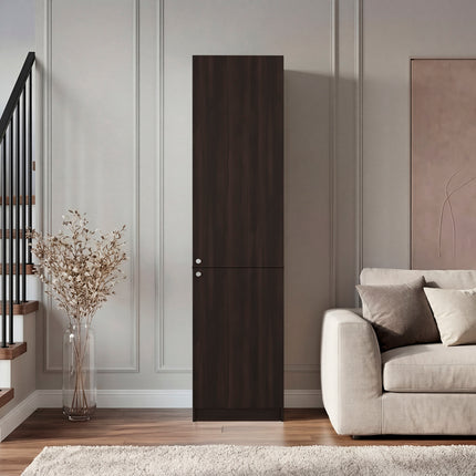 Tall Bookcase 71'H with 2 Doors, Five Interior Shelves, Dark Walnut