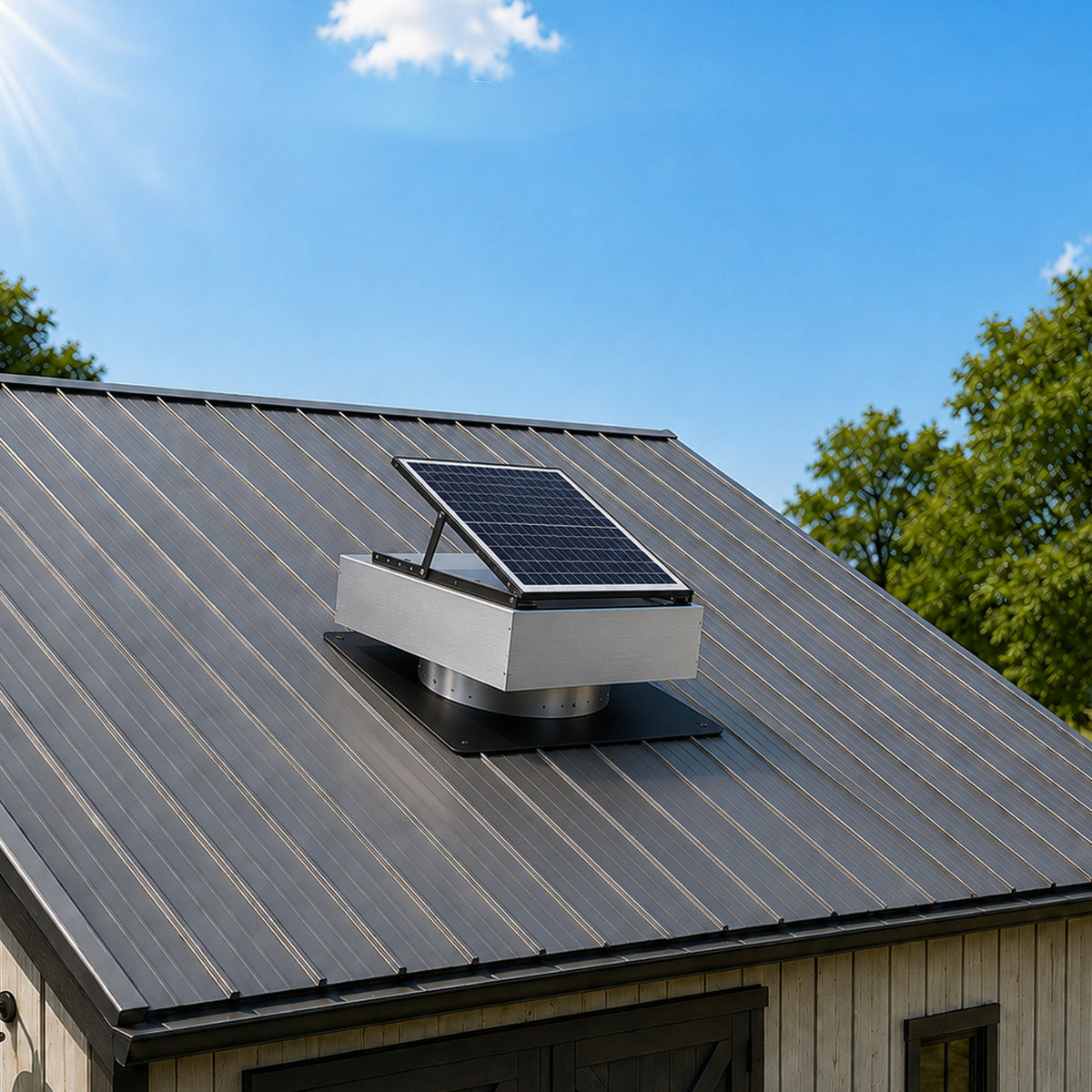 12' Stainless Steel Solar Roof Vent Fan,40W Tilt Adjustable Solar Panel,Dual Power 3-Speed Remote Attic Fan,1200 CFM,MPPT Controller Solar Ventilator for Attic,Garage,Greenhouse,Warehouse