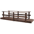 Outsunny 7' Wooden Garden Bridge with Safety Rails, Backyard Footbridge for Ponds, Creeks, Streams, Stained Finish