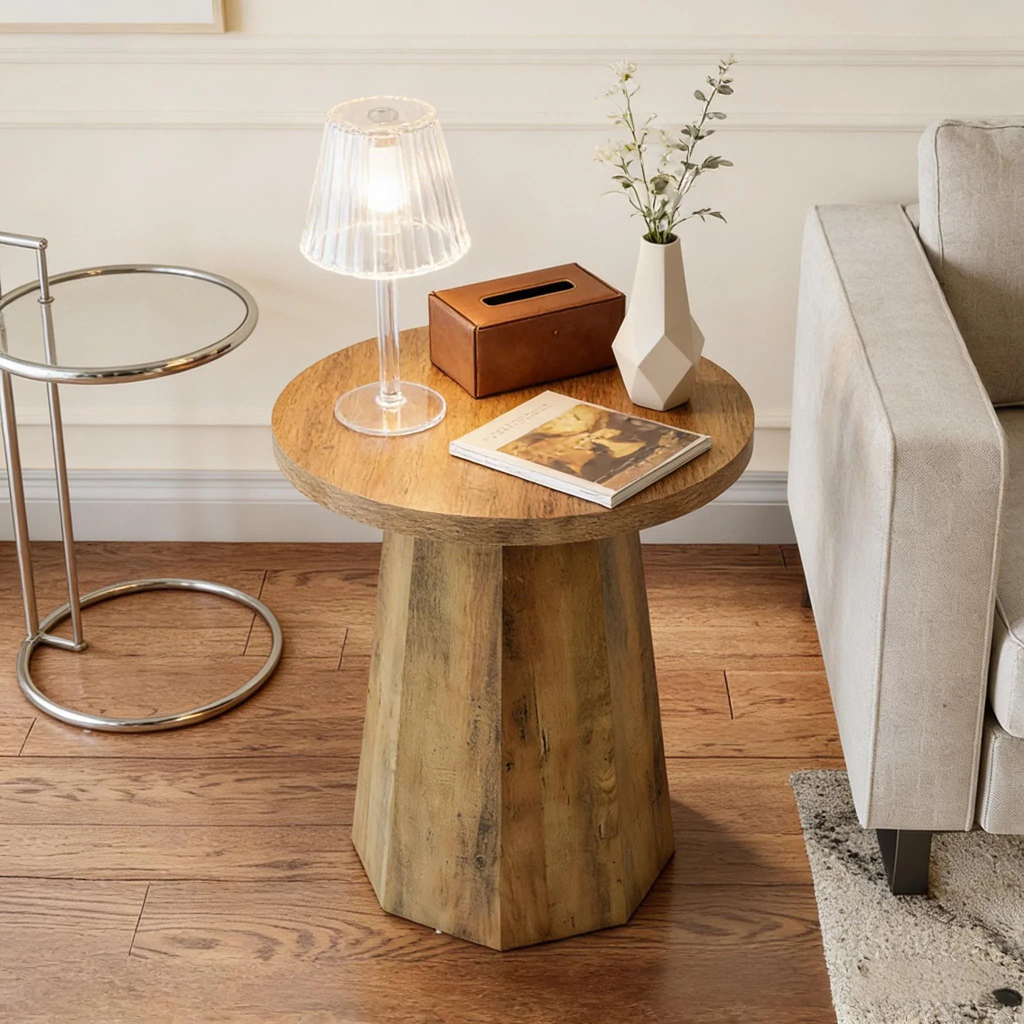 Wooden Coffee Table,Small End Table,Side Table,Round Reading Table - Eloy Royal