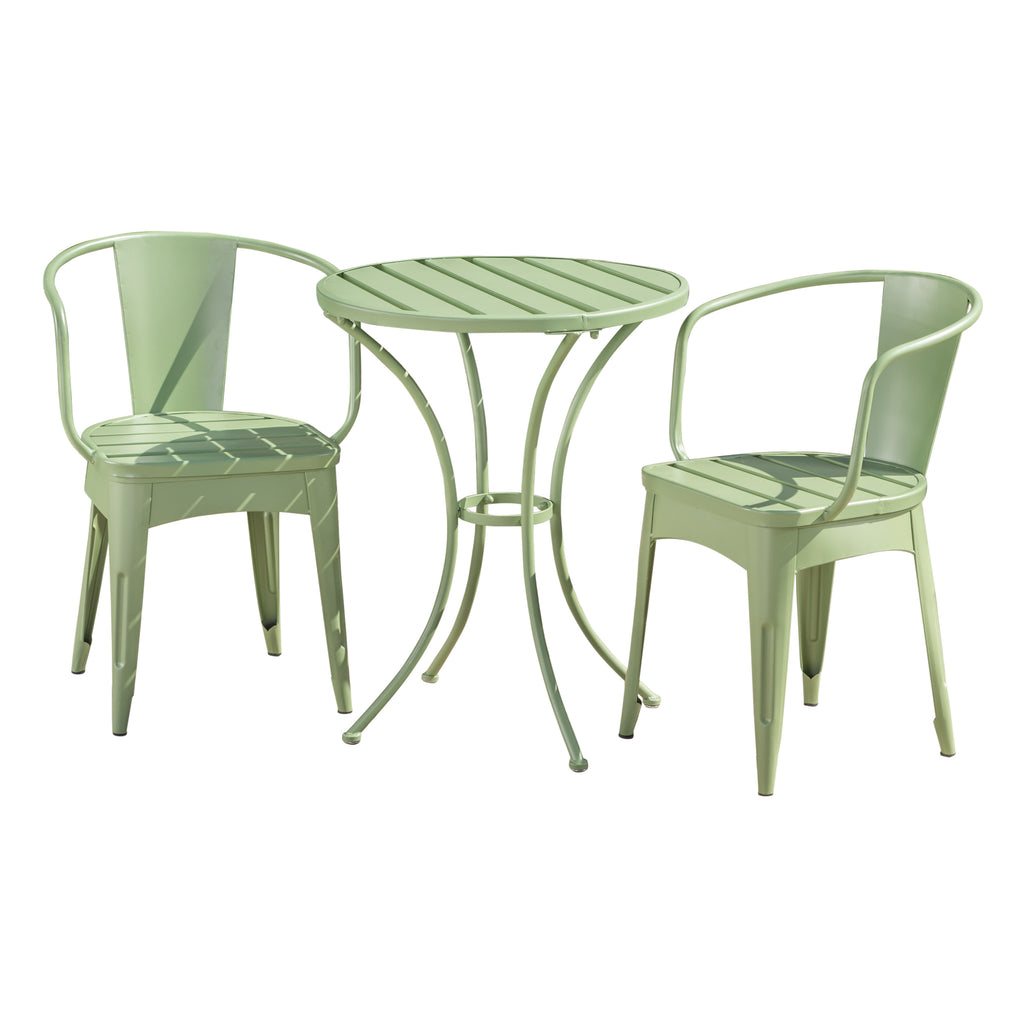 3-Piece Bistro Set with Table and 2 Chairs, Green