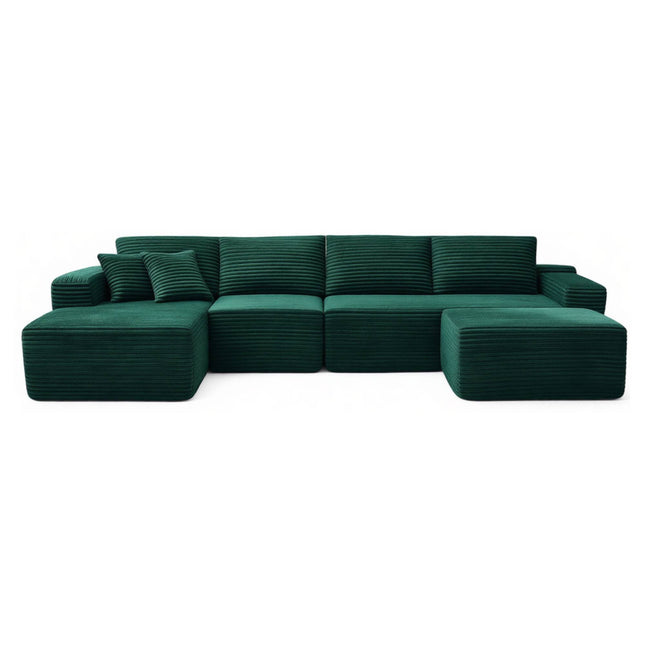 134' Modern Minimalist Modular Sectional Couch, Comfort L Shaped 4-Seat Lounge Sofa with Ottoman, Left Hand Facing