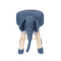 Animal Ottoman Stool, Polyester Upholstered Cute Elephant Foot Stool with Solid Pine Wood Legs, Portable Small Seat for Children Bedroom
