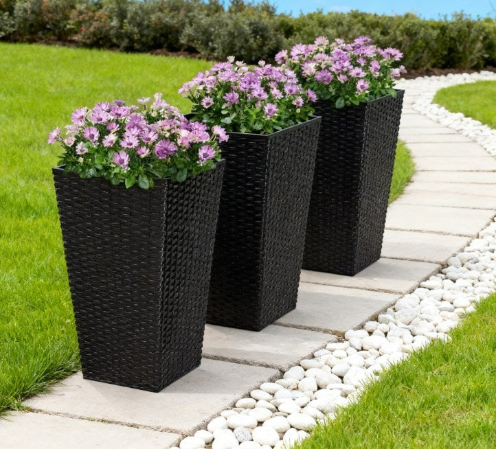 Plant Pots,Tall Planters for Indoor Outdoor Plants Set of 3,Taper Planters with Drainage Holes,for Indoor Outdoor