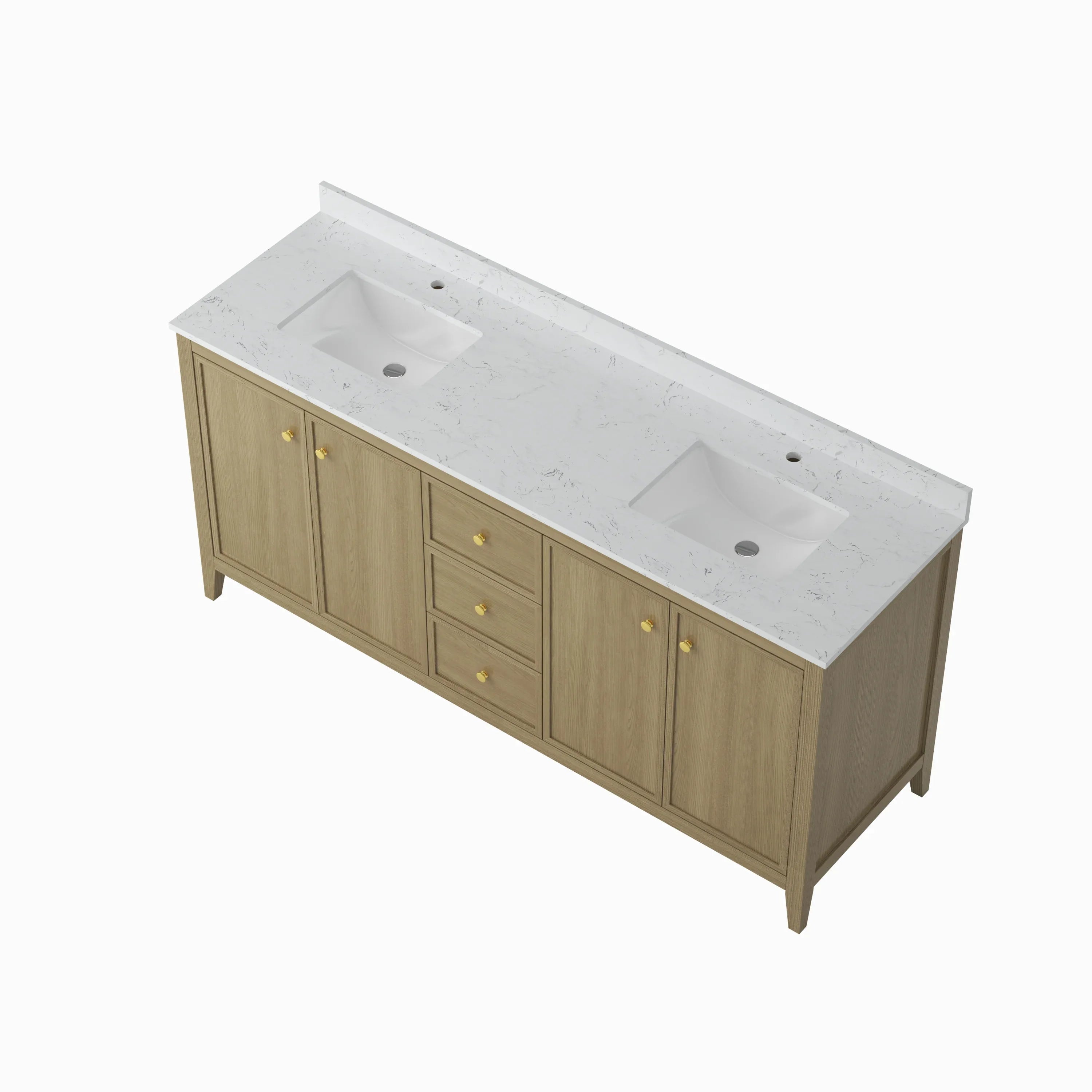 72' Bathroom Vanity Cabinet,Bathroom Wall-Mount Cabinet with Double Basins Sink - Eloy Royal