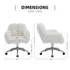 HengMing Modern Faux fur home office chair, fluffy chair for girls, makeup vanity Chair - Eloy Royal