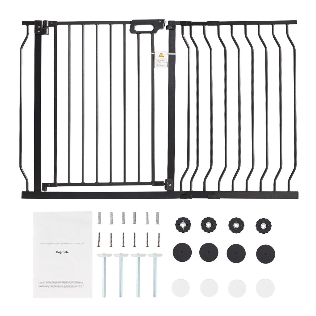 Baby Gate, 29.5'-46.4' Extra Wide, 30' High, Dog Gate for Stairs Doorways and House, Easy Step Walk Thru Auto Close Child Gate Pet Security Gate with Pressure Mount Kit and Wall Mount Kit, Black
