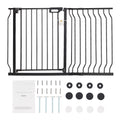 Baby Gate, 29.5'-46.4' Extra Wide, 30' High, Dog Gate for Stairs Doorways and House, Easy Step Walk Thru Auto Close Child Gate Pet Security Gate with Pressure Mount Kit and Wall Mount Kit, Black