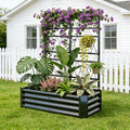 4x2x1FT Galvanized Raised Garden Bed with Arch Trellis for Climbing Vegetables Tomato Cucumber Bean, Heavy Duty Metal Raised Garden Bed Outdoor, Black