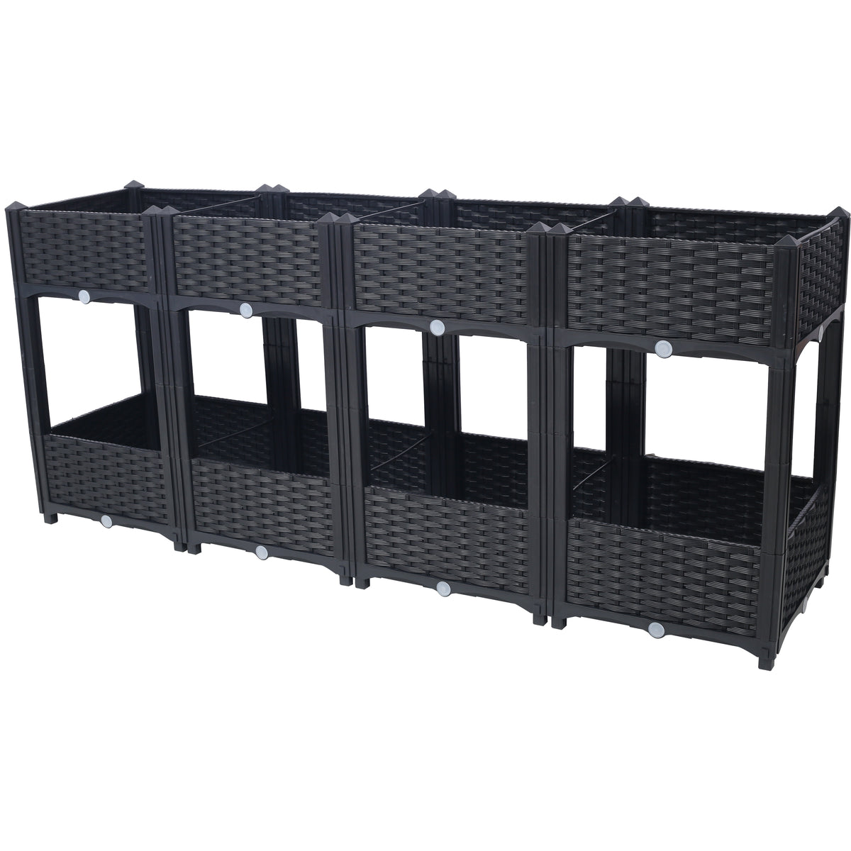 Planter Raised Beds - Elevated Planter Garden Box with Drainage Plug Raised Garden Beds for Vegetable/Flower/Herb Outdoor Standing Planter Beds Gardening Kit,Black,63'x15.7'x27.7'