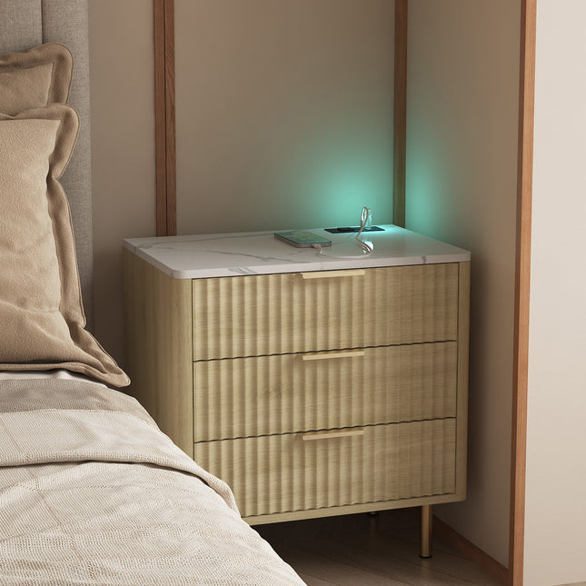 Nightstand with Charging Station with Smart Nightstand with Night Light