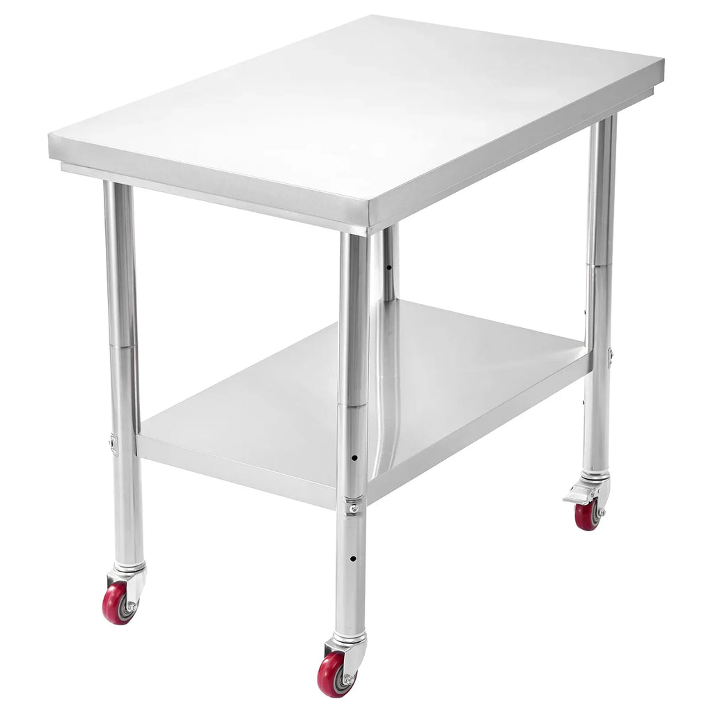 Stainless Steel Table, 24 x 35.4 Inches Food Prep Worktable with Wheels, Kitchen Prep Table with Adjustable Undershelf Workstations for Commercial Kitchen, Restaurant, Hotel and Garage, Outdoor - Eloy Royal
