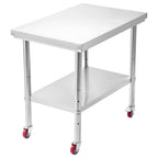 Stainless Steel Table, 24 x 35.4 Inches Food Prep Worktable with Wheels, Kitchen Prep Table with Adjustable Undershelf Workstations for Commercial Kitchen, Restaurant, Hotel and Garage, Outdoor - Eloy Royal
