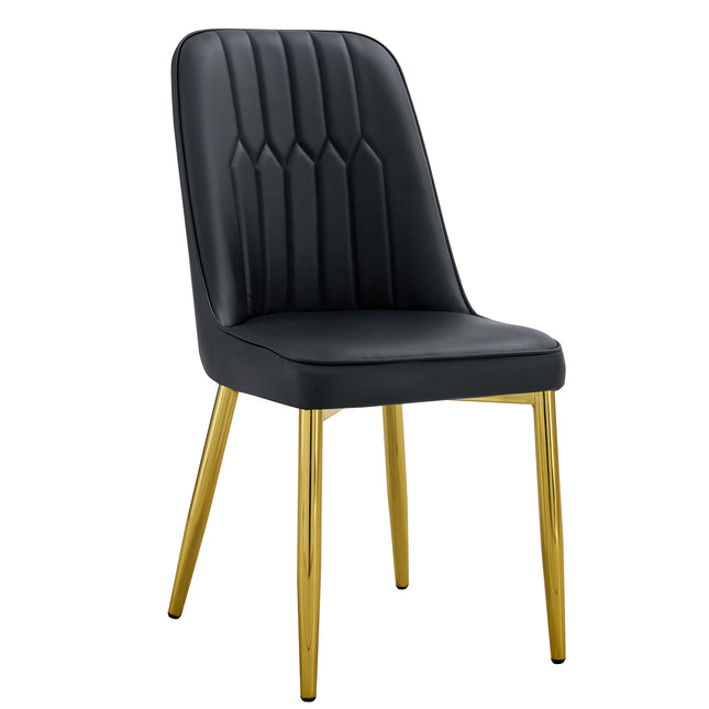 Modern Dining Chairs with Sleek PU Leather Backrest and Gold Metal Legs for Kitchen, Bedroom, and Office