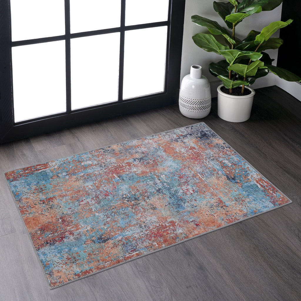 MAVAL Multi Washable Rug 2' x 3' Doormat Rug (Multi, 2' x 3')