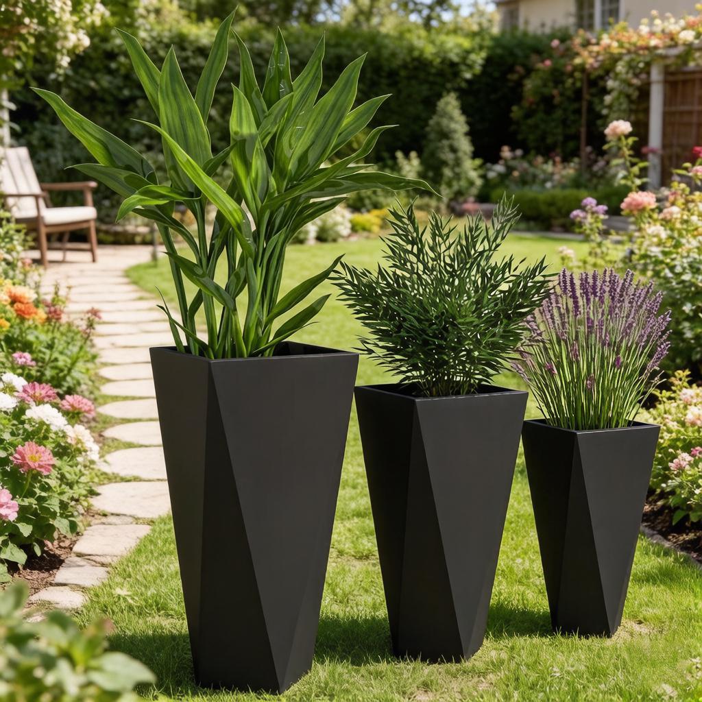 Stackable Planters,Set of 3 Planters Set,Large Planters(Only 3Pcs Planter)