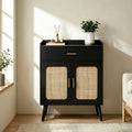 Kitchen Storage Cabinet, Farmhouse Buffet Cabinet , Storage with 1 Drawers and 2 Doors, Cabinet with Solid Wood Feet,Floor Sideboard Buffet for Living Room, Dining Room, Bathroom,(black Color)