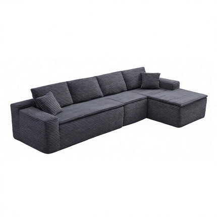 134' Modern Minimalist Modular Sectional Couch, Comfort L Shaped 4-Seat Lounge Sofa with Seat Cushion, Right Hand Facing