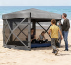 Tent with Sidewalls,Outdoor Canopy Shelter with Carry Bag,Hexagonal Pop Up Gazebo Canopy Tent