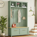 Versatile 4-in-1 Hall Tree with 6 Golden Hooks, Wood Grain Bench with Multiple Storage Space, Entryway Coat Rack with 2 Drawers for Living Room, Hallway, Mint Green, 76.6''H (NEW SKU: N721S000056M)