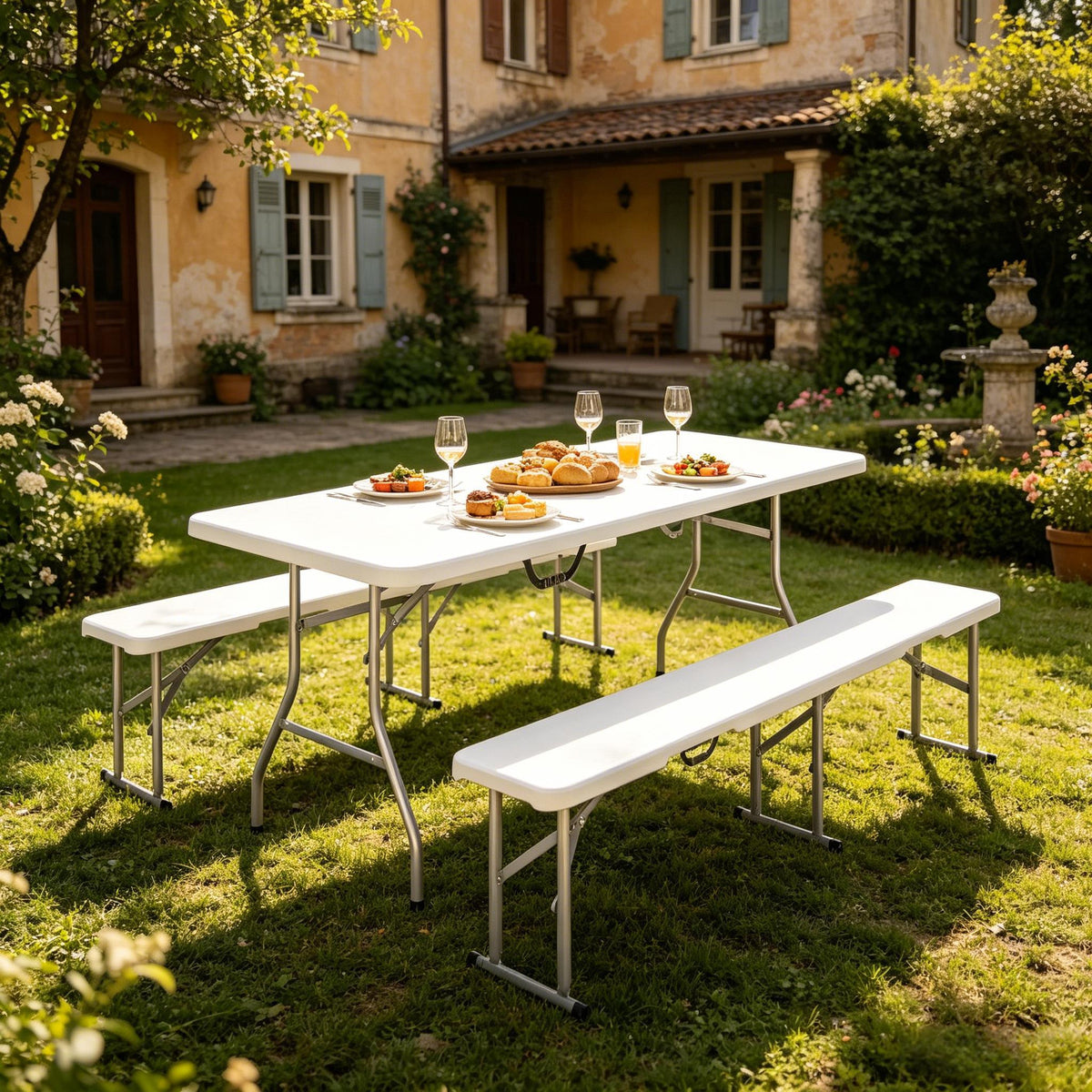 Foldable Picnic Table and Chairs,Portable Camping Table and Chairs,Outdoor Camping Furniture Set