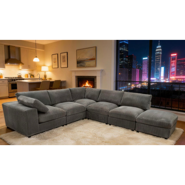 Corduroy Reversible Modular Sectional