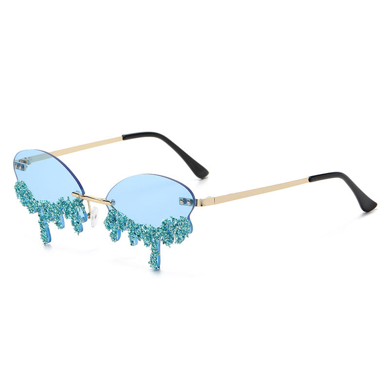 Cross-border New Arrival Frame Tears Diamond Studded By Hand Sunglasses