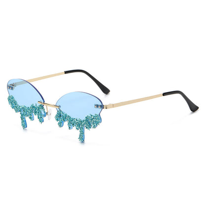 Cross-border New Arrival Frame Tears Diamond Studded By Hand Sunglasses