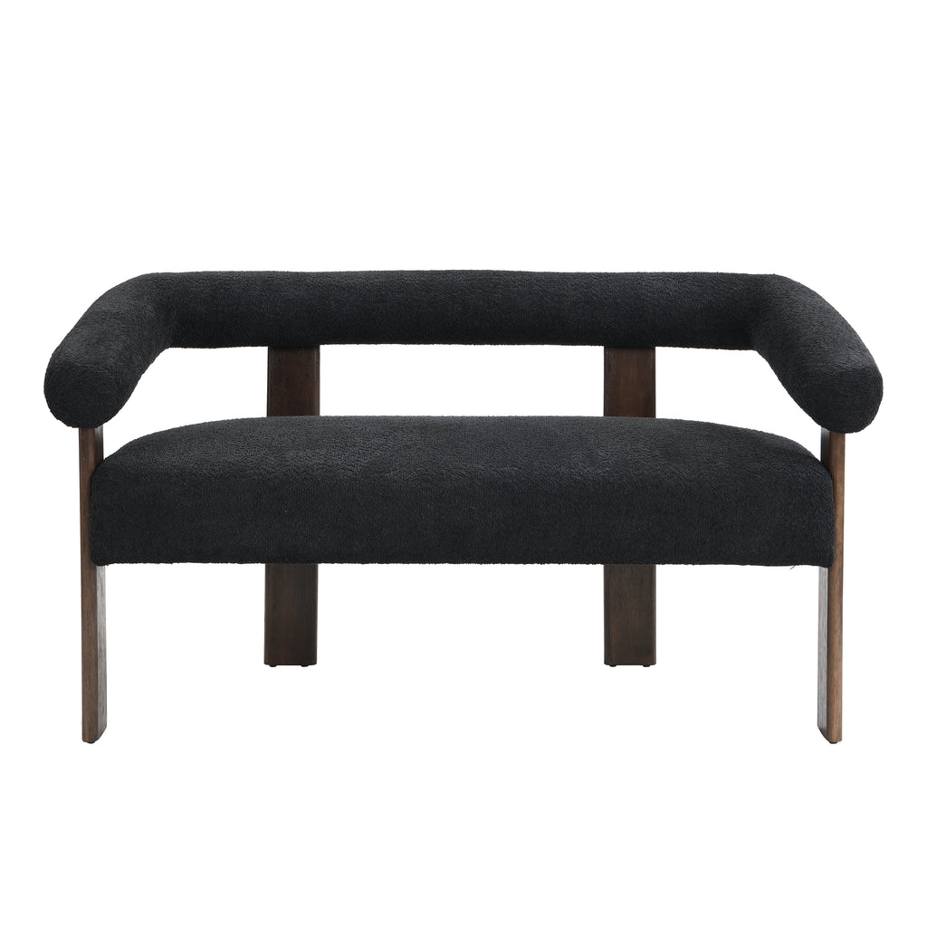 Round armrest loveseat(Black+Brown)