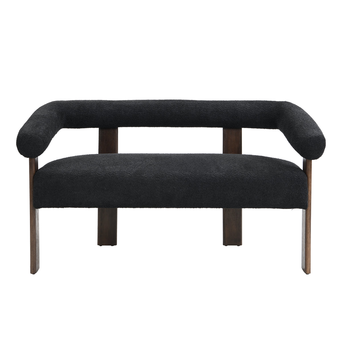 Round armrest loveseat(Black+Brown)