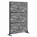 Metal Privacy Screen for Outdoor Freestanding, 72' H x 46' W Decorative Metal Fence Panels with Stable Base, Portable Divider Screens for Patio, Deck, Balcony, Backyard, Garden