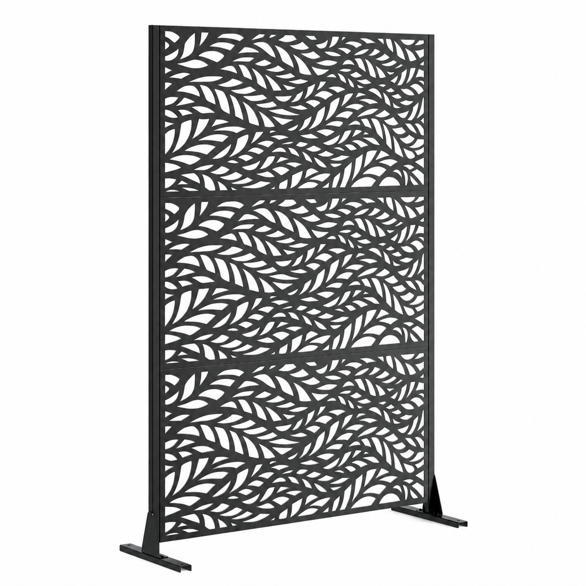 Metal Privacy Screen for Outdoor Freestanding, 72' H x 46' W Decorative Metal Fence Panels with Stable Base, Portable Divider Screens for Patio, Deck, Balcony, Backyard, Garden