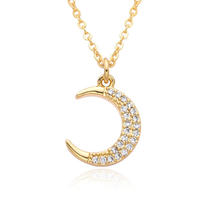 European And American Electroplated Brass Moon Star Necklace