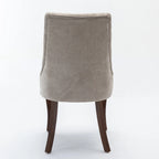 Rayon Cloth Flocking Linen Dining Chairs Channel Kitchen Dinner Chair Comfy Fabric Upholstered Accent Chair for Dining Room with Curved Solid Wood Legs,Set of 2 (Beige), SW1847BG - Eloy Royal