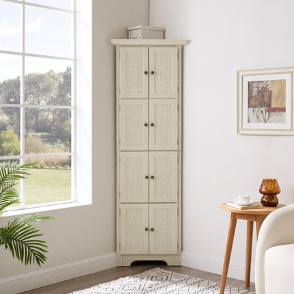 4-Tier 72 in Corner Kitchen Pantry Storage Cabinet with 8 Doors Tall