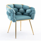 Luxury Modern Simple Leisure Velvet Single Sofa Chair Bedroom Lazy Person Household Dresser Stool Manicure Table Back Chair Blue - Eloy Royal